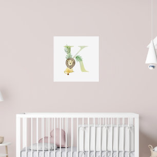 Poster Crianças Bestiças Animais Leão Monograma K Enferme