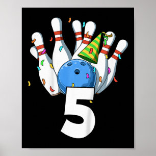 Poster Crianças Boliche Aniversário 5 Boliche Tema 5 Aniv