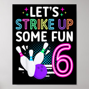 Poster Crianças, Boliche Festa de aniversário, 6 anos, Bo
