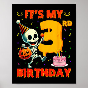 Poster Crianças Boo É o meu esqueleto de Halloween aniver