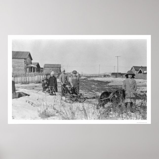 Pôster Crianças brincam em Nome, Alasca 1914 (Frente)