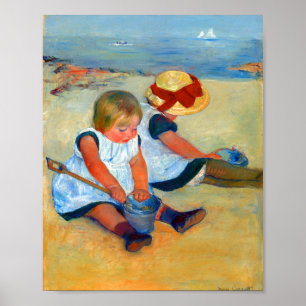 Poster Crianças brincando na praia por Mary Cassatt