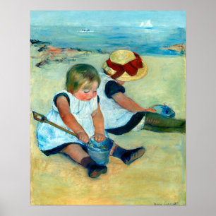 Poster Crianças brincando na praia por Mary Cassatt