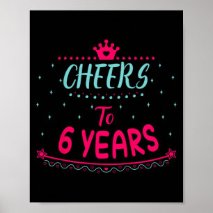 Poster Crianças brindam aos 6 anos Citações de aniversári