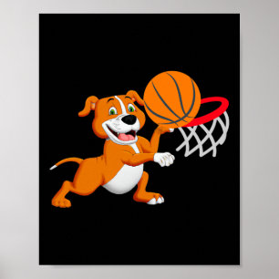 Poster Crianças Cachorro Pitbull Jogando Bysketbyll Cacho