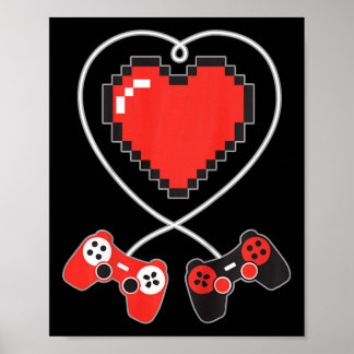 Poster Crianças Cardíaco Pixel Art Controlador de videoga