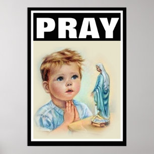POSTER CRIANÇAS CATÓLICAS REZAM VIRGIN MARY PROLIFE