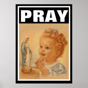 POSTER CRIANÇAS CATÓLICAS REZAM VIRGIN MARY PROLIFE