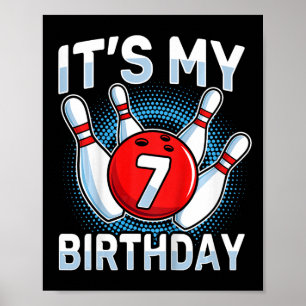 Poster Crianças com 7 anos Boliche Festa de aniversário B