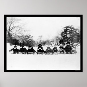 Poster Crianças com deslizamento no Central Park 1915