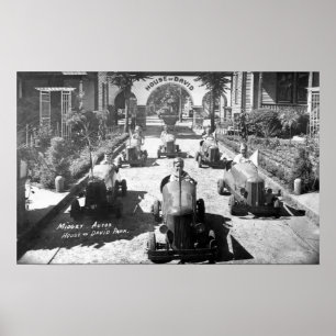 Pôster Crianças correndo em carros miniatura