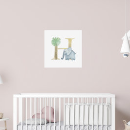Poster Crianças Cutas Elefant Monograma H Nurserina