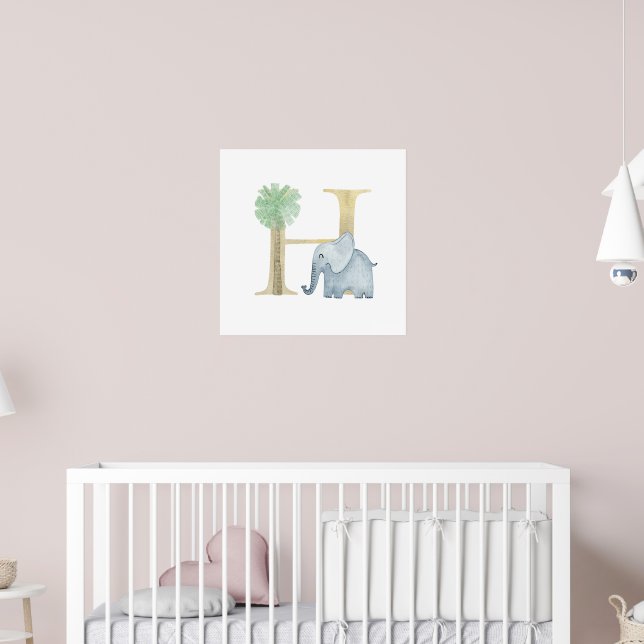 Poster Crianças Cutas Elefant Monograma H Nurserina (Berçário 2)
