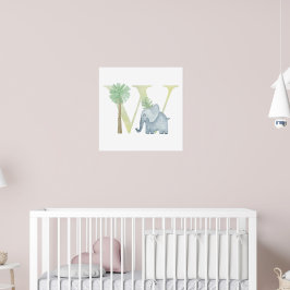 Poster Crianças Cutas Elefant Monograma W Nurserina
