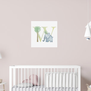 Poster Crianças Cutas Elefant Monograma W Nurserina
