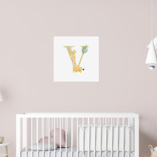 Poster Crianças Cutas Girafa Animal Giraffe Monograma V N