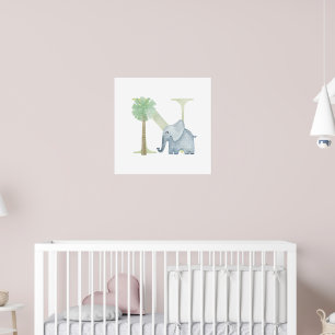 Poster Crianças Cutas Monograma de Elefant Monograma N En