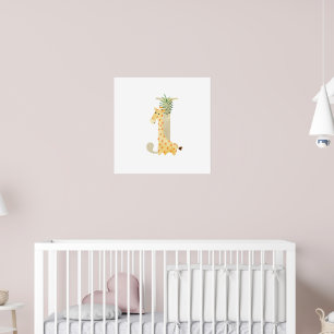 Poster Crianças Cutes Girafa Animal Giraffe Monograma J N
