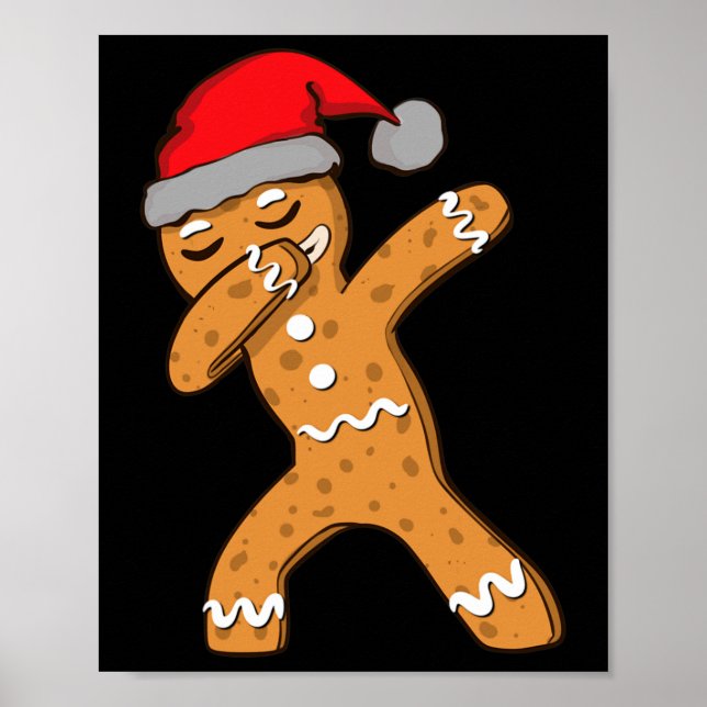 Poster Crianças Dabbing Dab Gingerbird Man Xmas Meninas C (Frente)