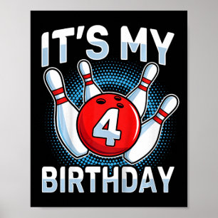 Poster Crianças de 4 anos Boliche 4ª Festa de Aniversário