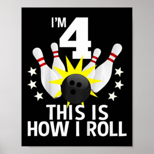 Poster Crianças de 4 anos Boliche de Festa de aniversário