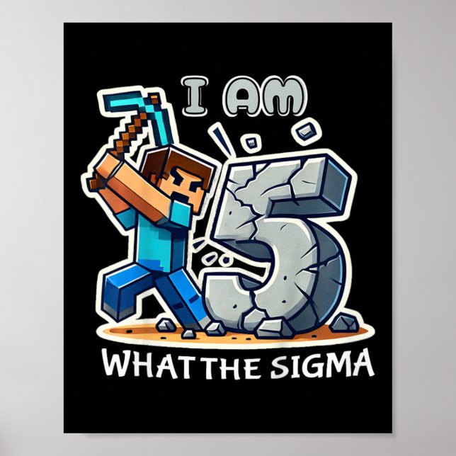 Poster Crianças de 5 Anos de Idade Pixel Art Sigma Estilo (Frente)