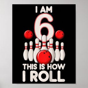 Poster Crianças de 6 anos Boliche Festa de 6 Aniversário