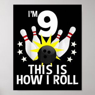 Poster Crianças de 9 anos Boliches de Festa de aniversári