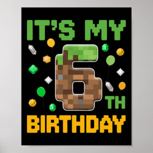 Poster Crianças de Aniversário É o meu 6 Aniversário Game
