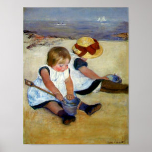 Pôster Crianças de Cassatt na praia