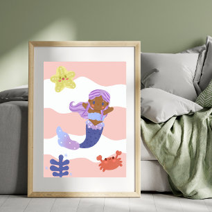 Poster Crianças de Ensino Rosa, Sereia, Cuja Sereia É Fri