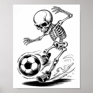 Poster Crianças de Esqueleto Assustadoras Jogando Futebol