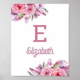 Poster Crianças de infantários florais cor de aquarelas c