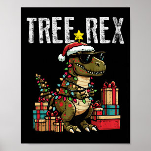 Poster Crianças de Natal Árvore de Dinossauro Rex Xmas Tr