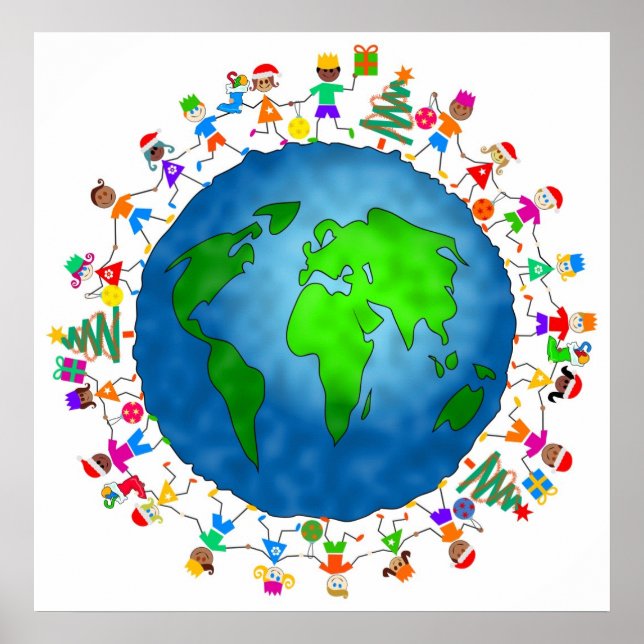 Pôster Crianças de Natal Globais (Frente)