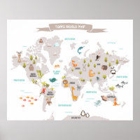 Crianças decaladas do Mapa Mundial de Animais post