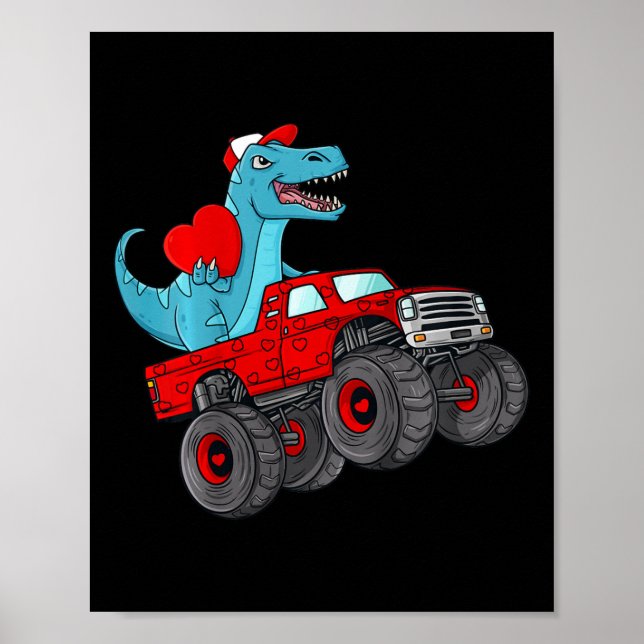 Poster Crianças Dia de os namorados T Rex Diversão Monste (Frente)