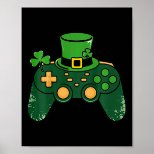 Poster Crianças Dia de São Patrício Controle de Jogo Clav