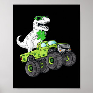 Poster Crianças Dia de São Patrício T Rex Monster Truck D