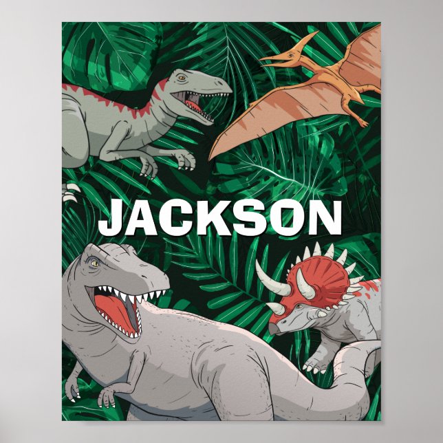 Poster Crianças Dinossauras Personalizadas Dino Jurassic  (Frente)