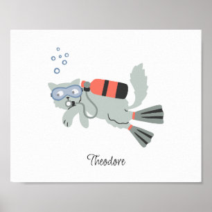 Poster Crianças do berçário de gatos mergulhando Scuba