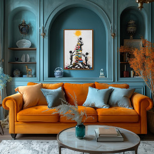 Poster Crianças do Grafite Subindo nos Livros – Protesto 