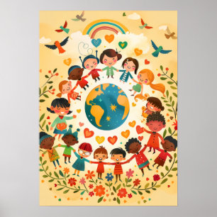 Poster Crianças do Mundo — Diversidade e Paz