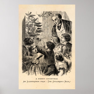Pôster Crianças do Victorian da cena do natal vintage