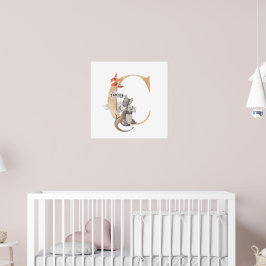 Poster Crianças Dragão Nome Personalizado Monograma C Sal
