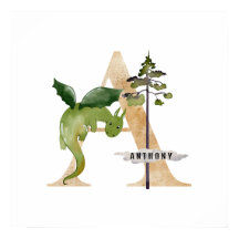 Crianças Dragão Nome Personalizado Monograma Uma S