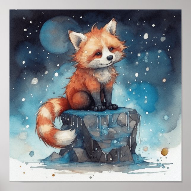 Poster Crianças Dreamy Red Panda Art (Frente)
