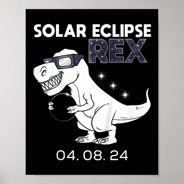 Poster Crianças Eclipse Solar T Rex 04.08.2024 Dino Diver (Frente)