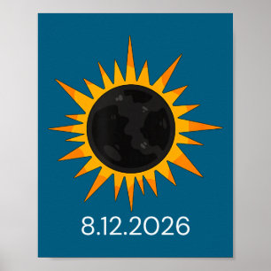 Poster Crianças Eclipse Total do Sol 12 de Agosto