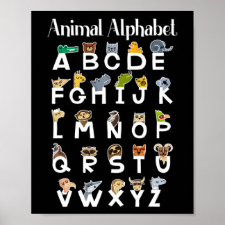 Poster Crianças em alfabetização alfabética Animais lindo